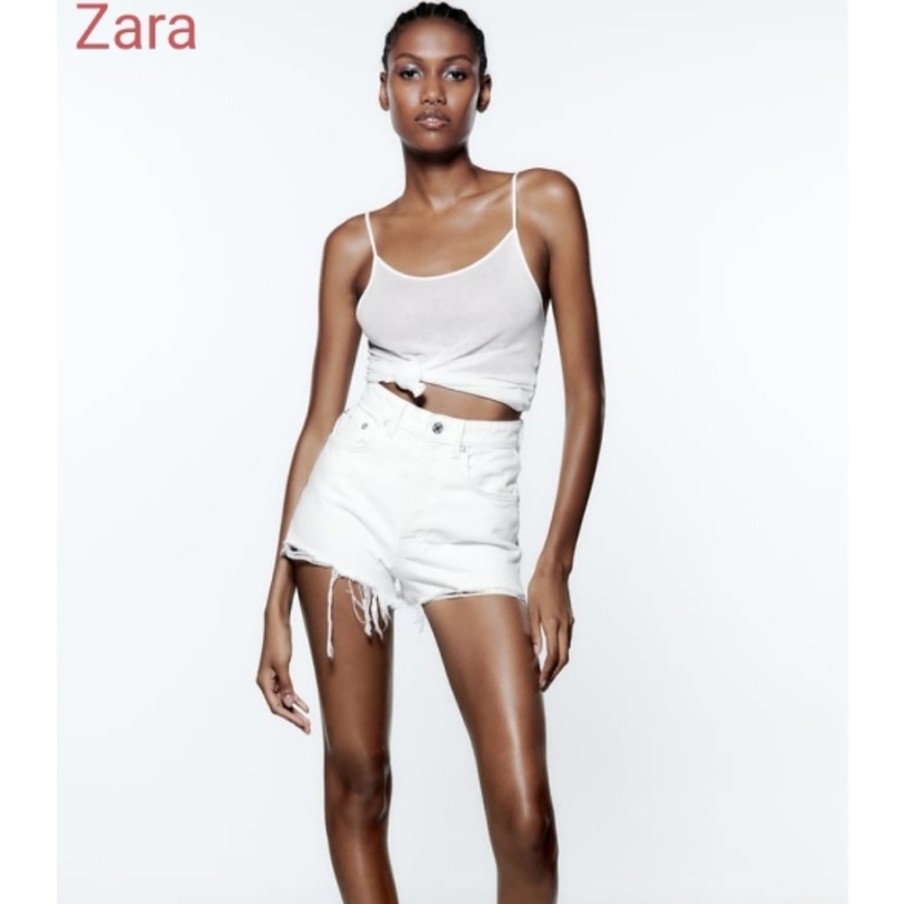 ZARA WOMENS HIGH RISE DENIM SHORTS NWT
